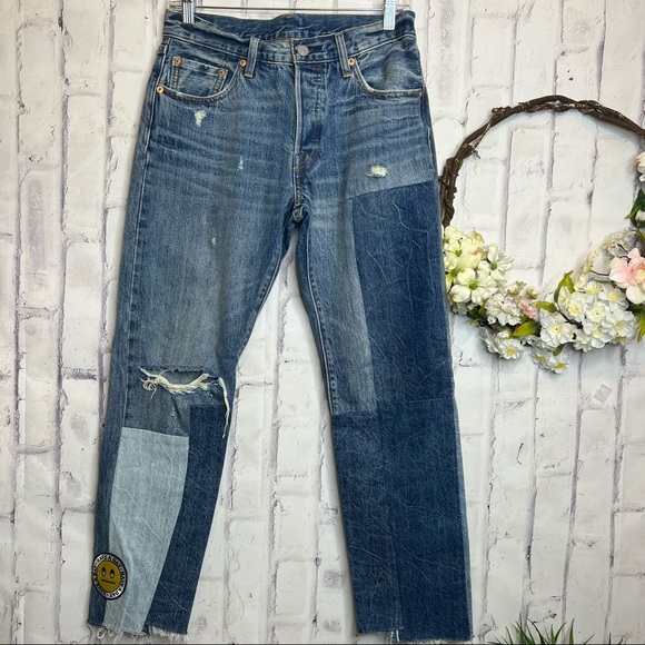 Levi’s 501 Patchwork Ragged Lands Denim Jeans - Picture 3 of 13